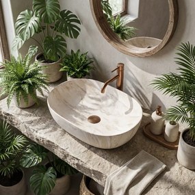 Rea Amelia Callisto, umývadlo na dosku 480x345x135 mm, imitácia kameňa, REA-U0637