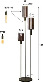Stojaca lampa 84-35 Sepiora 3L Brown Glass  - Komfort-nábytok