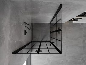Mexen Mist-F Duo, skladací sprchový kút 80 x 80 cm, číre sklo-čierna mriežka, 8A6-080L-080P-70-77