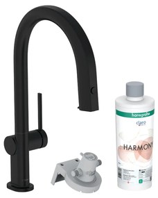 Hansgrohe Aqittura M91 - FilterSystem 210, vyťahovací výtok, 1jet, štartovacia sada, čierna matná 76801670