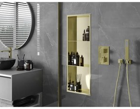 Mexen X-Wall-R, polička na zapustenie na obklad s golierom 90 x 30 cm, zlatá , 1950903010S