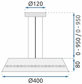 Toolight Toolight, LED závesné svietidlo Cristal 20W APP1028-CP, čierna, OSW-01233