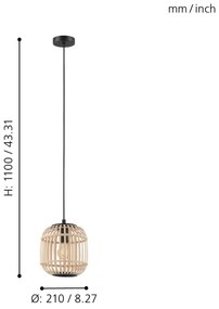 Eglo 43231 - Luster na lanku BORDESLEY 1xE27/28W/230V pr. 210mm