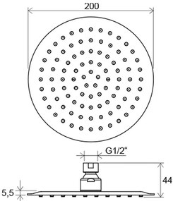 RAVAK 984.01 Hlavová sprcha Slim guľatá, 200mm X07P335