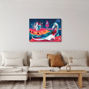 Sklenený obraz - Princ a dračia princezná (70x50 cm)