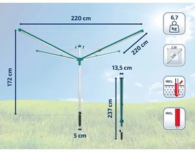 Vonkajší sušiak na bielizeň v striebornej farbe 60 m Linomatic 600 Deluxe Cover – LEIFHEIT