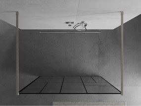 Mexen Kioto, sprchová zástena Walk-In 100 x 200 cm, 8mm sklo čierny vzor, brúsená oceľ profil,  800-100-002-97-78