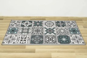 Protišmykový koberec/ behúň Patchwork tyrkysový