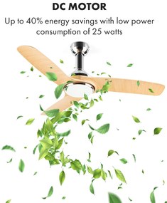 Klarstein Silent Service, stropný ventilátor, Ø: 128 cm, výkon: 25 W, drevený vzhľad
