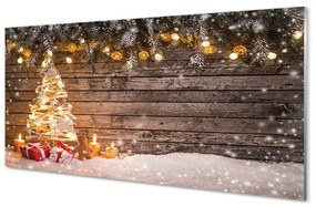 Obraz na akrylátovom skle Vianočný strom dekorácie sneh 120x60 cm