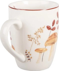 Biely porcelánový hrnček s hubkami Little Forest Jewels - 12 * 8 * 10 cm / 300 ml