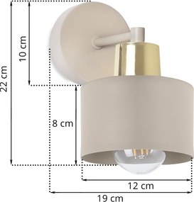 Nástenné svietidlo Panta 1, 1x béžové kovové tienidlo, g