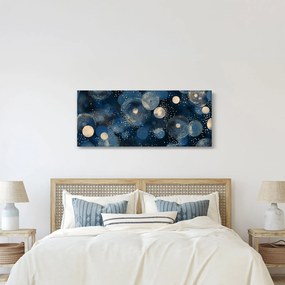 Obraz - Modro-zlaté krúžky (120x50 cm)