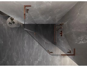 Mexen Lunar, L pravý výklopný päťuholníkový sprchový kút 100 x 100 cm, 8mm číre sklo, profil ružové zlato, 831L-100P-100L-60-00-P