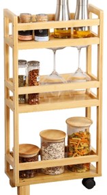 Kesper Mobilný regál, prídavný vozík s 3 policami, bambus NIKA