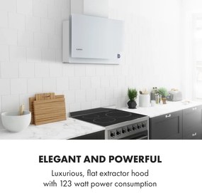 Klarstein Amelia, digestor, 60 cm, nástenný, 586 m³/h, LED, otočné dotykové ovládanie, biely