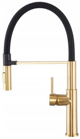 Gamma Vento New, stojanková drezová batéria s flexibilným ramenom, 2-funkčný výtok, zlatá lesklá-čierna, GMA-BVONK-GD