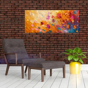 Obraz - Maľba farebných kvetov (120x50 cm)