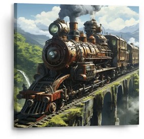 Sablio Obraz Parná lokomotíva na viadukte - 50x50 cm
