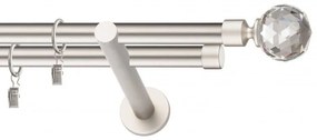 Dekorstudio Chrómová matná dvojradová garniža CRYSTAL 19mm Dĺžka: 180cm, Typ uchytenia: Držiak dvojitý modern, Typ príslušenstva: Krúžky tiché so štipcami
