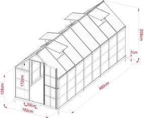 Záhradný polykarbonátový skleník CRAFTFIELD 4.8 m