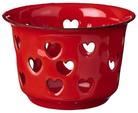 Ib Laursen Smaltovaný svietnik Hearts Red