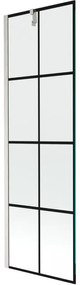 Mexen Next, 1-krídlová vaňová zástena 60 x 150 cm, 6mm číre sklo - čierny vzor, oceľová, 895-060-000-00-77-97