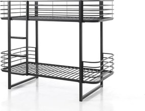 Čierna kovová poschodová detská posteľ s roštom 90x200 cm Oscar – Vipack