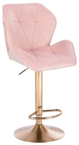 LuxuryForm DESIGN Barová stolička MILANO MAX VELUR na zlatom tanieri - svetlo ružová