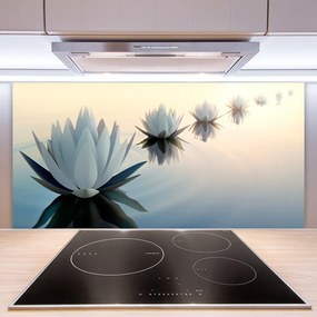 Sklenený obklad Do kuchyne Vodné lilie biely lekno 125x50 cm