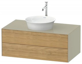 DURAVIT White Tulip závesná skrinka pod umývadlo na dosku, 2 zásuvky, 1000 x 550 x 408 mm, dub prírodný masív/taupe vysoký lesk, WT49860H5H3