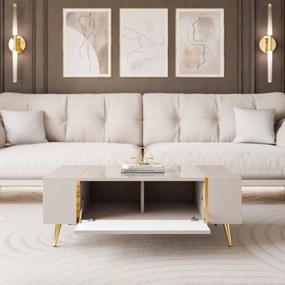 KONFERENČNÝ STOLÍK SANTINO NA NOŽIČKÁCH KAŠMÍR VYSOKÝ LESK / ZLATÝ