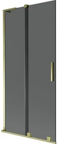 Mexen Velar L, 2-krídlová posuvná vaňová zástena 95 x 150 cm, 8mm šedé sklo, zlatá lesklá, 896-095-003-41-50