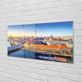 Sklenený obraz Berlín riečny mosty 125x50 cm