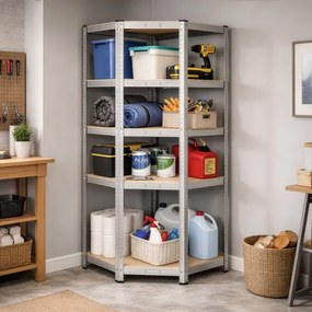 Rohový regál strieborný 180x70x40 cm