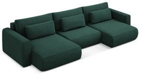 Zelená rozkladacia/s úložným priestorom rohová pohovka (do tvaru "U") Kapua – Makamii