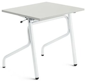 Nastaviteľná školská lavica ADJUST, 700x600 mm, HPL - šedá, biela