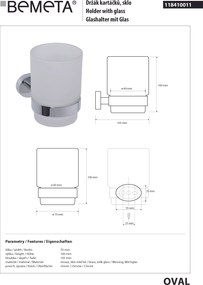 Bemeta Design OVAL: Držiak kefiek, sklo - 118410011