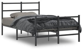 Kovový rám postele so zadným a predným čelom čierny 120x200 cm 355381