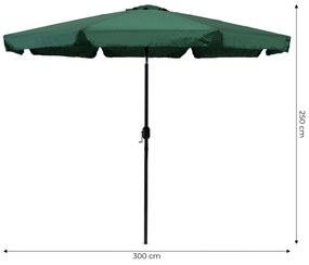 ModernHome Veľký záhradný slnečník 3m - zelený