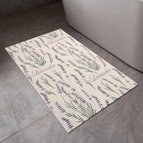 Kúpeľňová penová rohož / predložka PRO-025 Levandule na béžovom - metráž šírka 65 cm