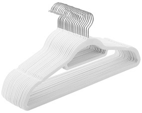 Protišmykové zamatové vešiaky s miestom na kravatu 20 ks, biele