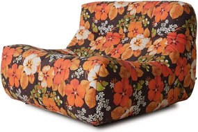 Oranžovo-hnedé vonkajšie penové lehátko Lazy Flower - 105*105*75 cm