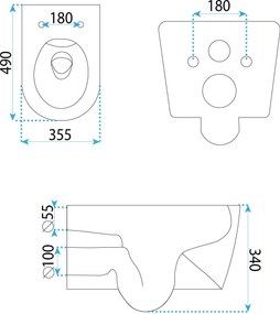 Rea Gustavo, závesná WC misa + toaletné sedadlo, biela, REA-C1652