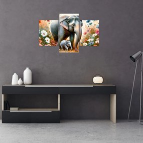 Obraz - Slonia mama, akvarel (90x60 cm)