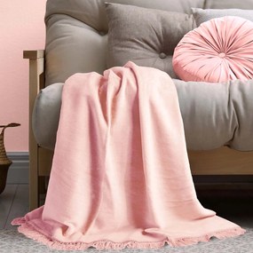 BAVLNENÁ DEKA COTTON CLOUD 150X200 CM STARORUŽOVÁ