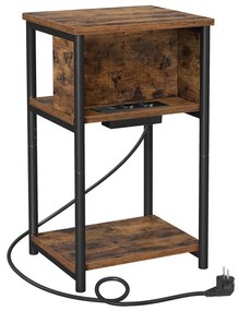 Odkladací stolík s vstavanými zásuvkami a USB portami ROD hnedá/čierna