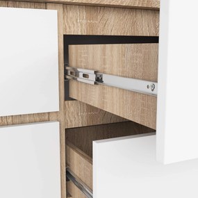 Komoda Kuba 120 cm 6 zásuviek dub sonoma/biela