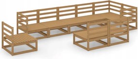 vidaXL 9-dielna sedacia súprava do záhrady, medovo hnedá, borovica