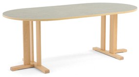 Stôl KUPOL, oválny, 2000x720 mm, linoleum - šedá, breza